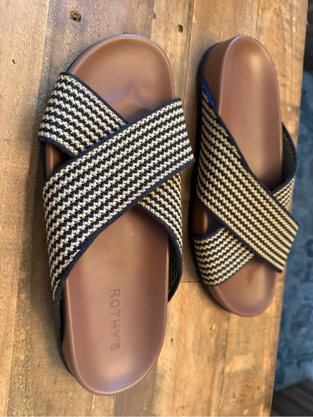 Rothy's weekend slides. Never worn. Black and tan. Very comfortable! - Picture 4 of 4